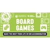 Green banner which says "Board Games", with Icons related to Board Games