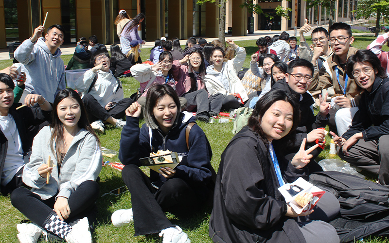 students sat down at a guild event