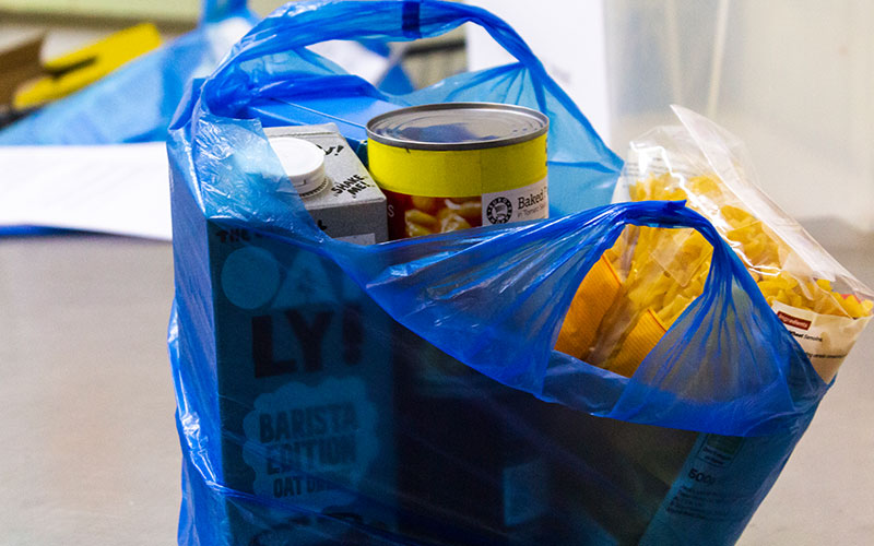 a bag of food from the pantry