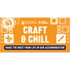 Orange banner which says "Craft and Chill", with Icons related to arts and crafts.