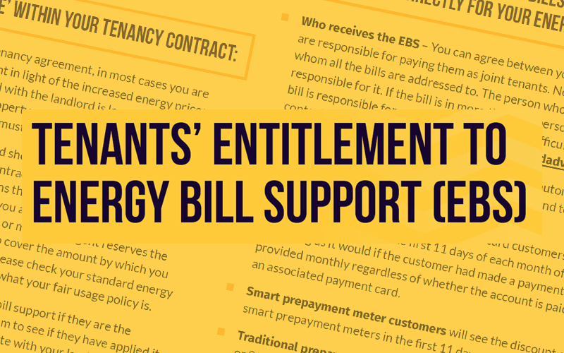 an orange graphic that says Tenants Entitlement to Energy Bill Support (EBS)