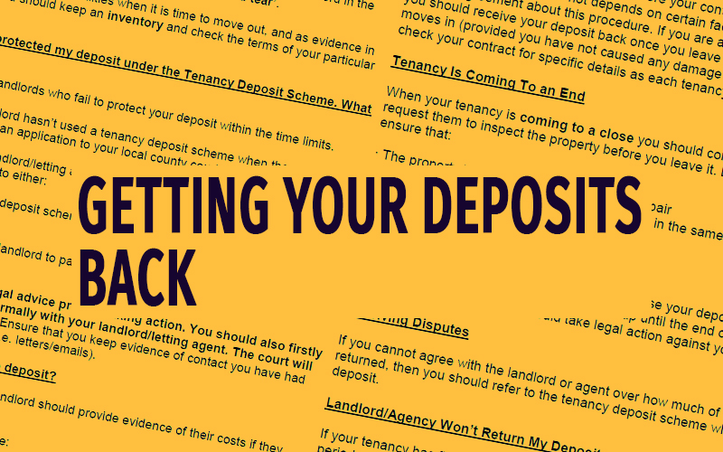 an orange graphic that says Getting Your Deposits Back