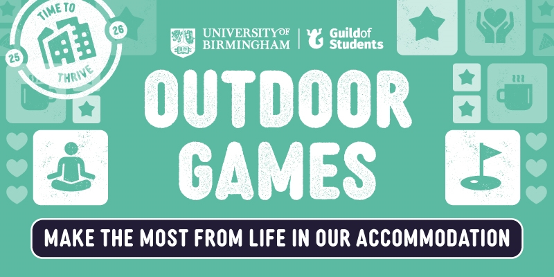teal green graphic saying outdoor games, for a ice cream and outdoor game event
