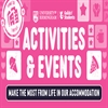 Pink banner which says "Activities &amp; Events", with Icons related to food