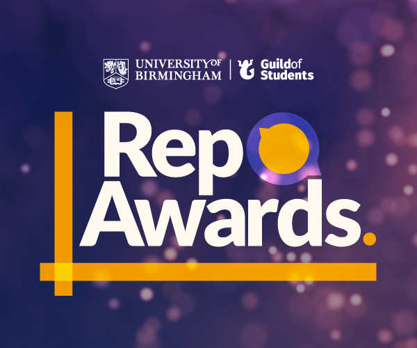 A purple sparkly background with the words Rep Awards